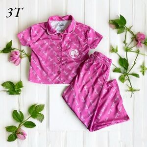 Barbie 3T 2-Piece Hot Pink Satin Short Sleeve Pajama Set